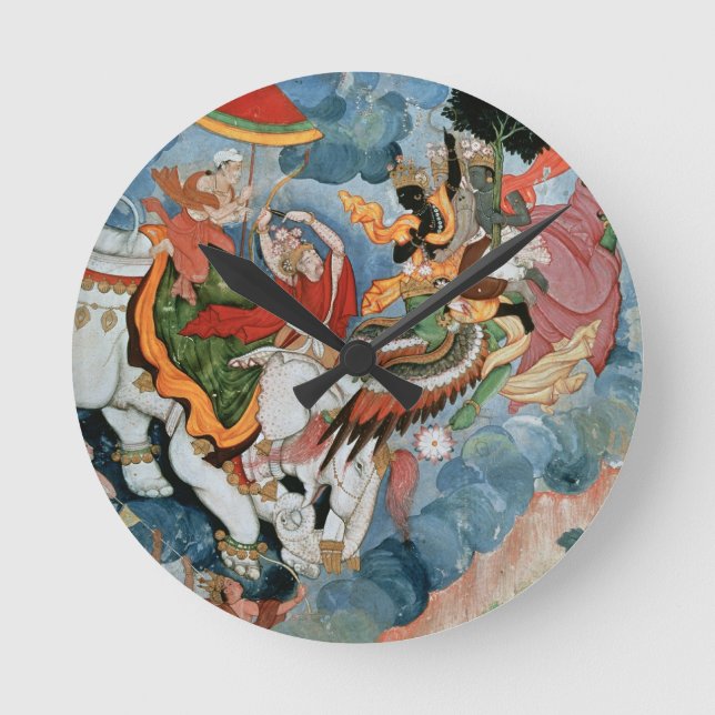 Krishnas Kampf mit INDRA, c.1590 Runde Wanduhr (Vorderseite)