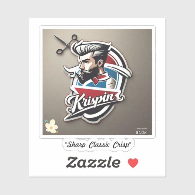 "Krispin Barber Shop Logo Design" Aufkleber (Blatt)