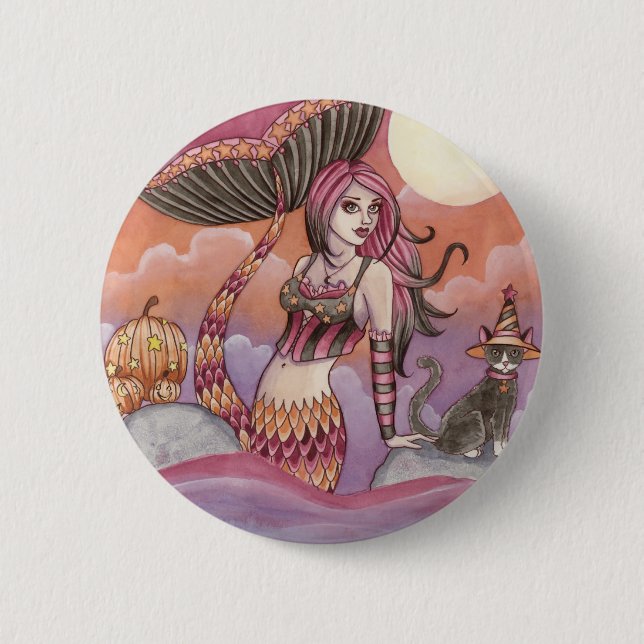 Krista - Halloween-Meerjungfrau-Knopf Button (Vorderseite)