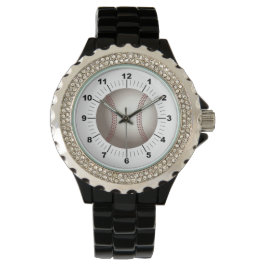 Kristall Black Enamel Beobachterin im Baseball Armbanduhr