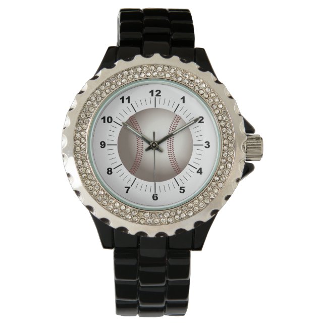Kristall Black Enamel Beobachterin im Baseball Armbanduhr (Vorderseite)