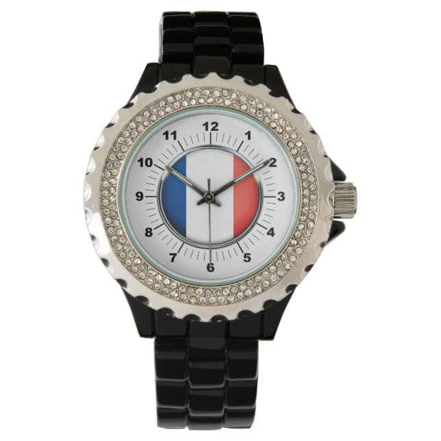 Kristall Black Enamel Watch - Die französische Fla Armbanduhr (Vorderseite)