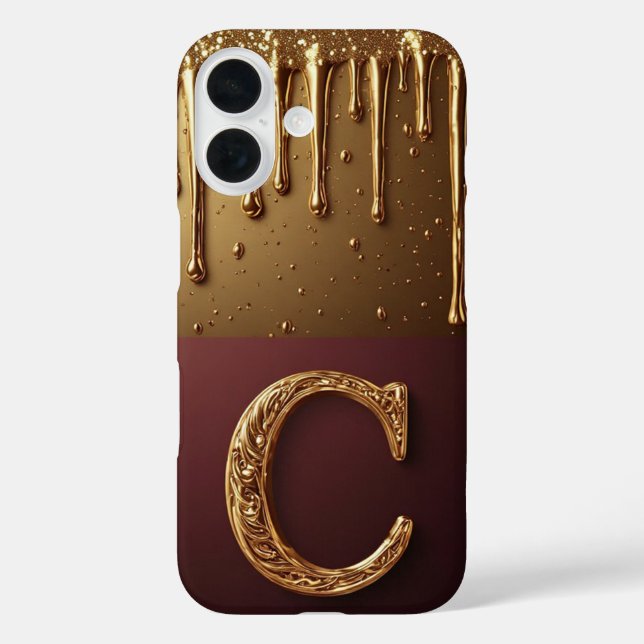 💎 Kristall Glitter C Monogramm Tröpfchen Luxus  iPhone 16 Hülle (Rückseite)