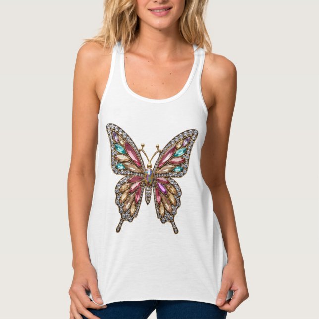 Kristall Jeweled Butterfly Tank Top (Vorderseite)