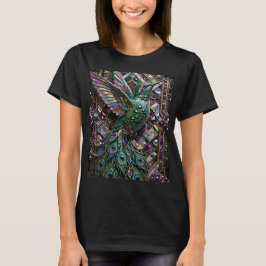 Kristall-Kolibri-Pfauen-Mosaik-Design T-Shirt