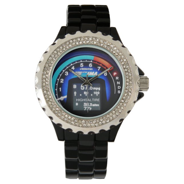 Kristall mit der Zähleruhr "Black Enamel Rev" Armbanduhr (Vorderseite)