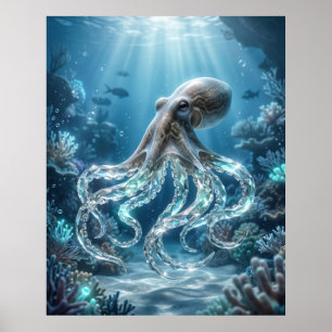 Kristall-Oktopus-Riff-Licht Poster