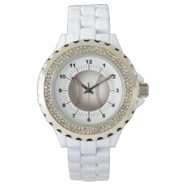 Kristall White Enamel beobachtet Baseball-Frauen Armbanduhr