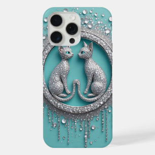 Kristall-Zwillinge Katzen ✨ Luxuriöser Ornament Ch iPhone 15 Pro Max Hülle