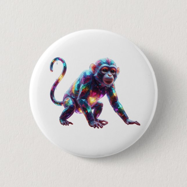 Kristallaffe Kunst Button (Vorderseite)