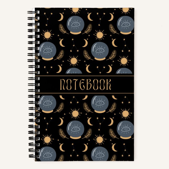 Kristallbälle, Sonne und Mond Notizbuch (Vorderseite)