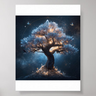Kristallbaum unter einem himmlischen Himmel Poster