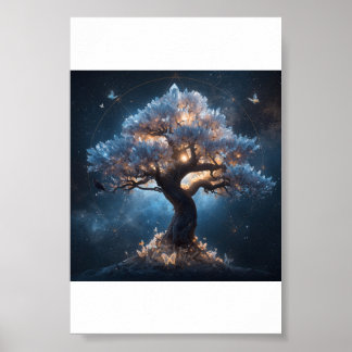 Kristallbaum unter einem himmlischen Himmel Poster