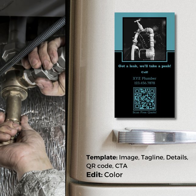 Kristallblau 💧 🔍 Leckerkennung: Eigener Klempner Magnetische Visitenkarte (Crystal Blue 💧🔍Leak Detection: Custom Plumbing Business Card Magnet)