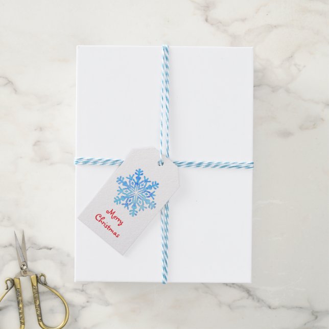 Kristallblaues Schneeflockendesign Geschenkanhänger (Mit Garn)