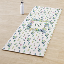 Kristalle in grün blau und rosa yogamatte