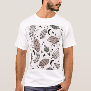 Kristalle, Mond, Sterne, überlappendes Design. T-Shirt