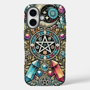 Kristalle, Mond, Sterne und Hexerei iPhone 16 Hülle