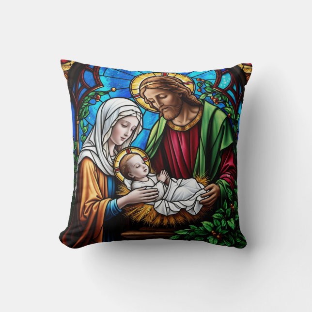 Kristallfarbenbild der Holly-Familie Kissen (Vorderseite)