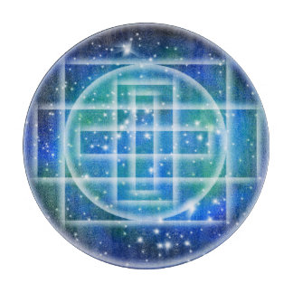 Kristallgitter-heilige Geometrie-Glas-Basis Schneidebrett