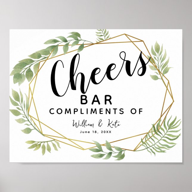 Kristallgrüne Hochzeit CHEER Bar Hochzeit/Party Poster (Vorne)