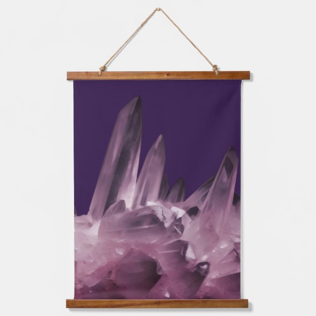 Kristallheilung Amethyst Gemstones Wandteppich Mit Holzrahmen (Vorderseite)