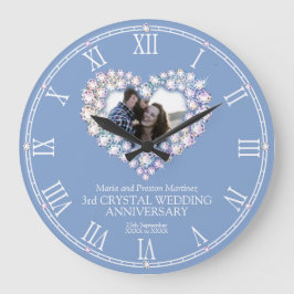 Kristallherz 3. Hochzeitstag großes Foto Große Wanduhr