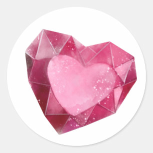 Kristallherz in Rosa Runder Aufkleber