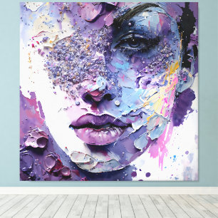 "Kristalline Stille" - ein Lila Portrait Leinwanddruck