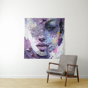 "Kristalline Stille" - ein Lila Portrait Wandteppich