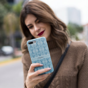 Kristalliner Chic Blau-weißes Feder-Muster Case-Mate iPhone Hülle