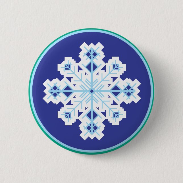 kristalliner Schneeflocke Button (Vorderseite)