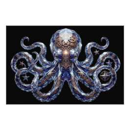 Kristalliner Steampunk-Oktopus Fotodruck