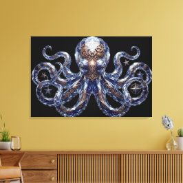 Kristalliner Steampunk-Oktopus Leinwanddruck