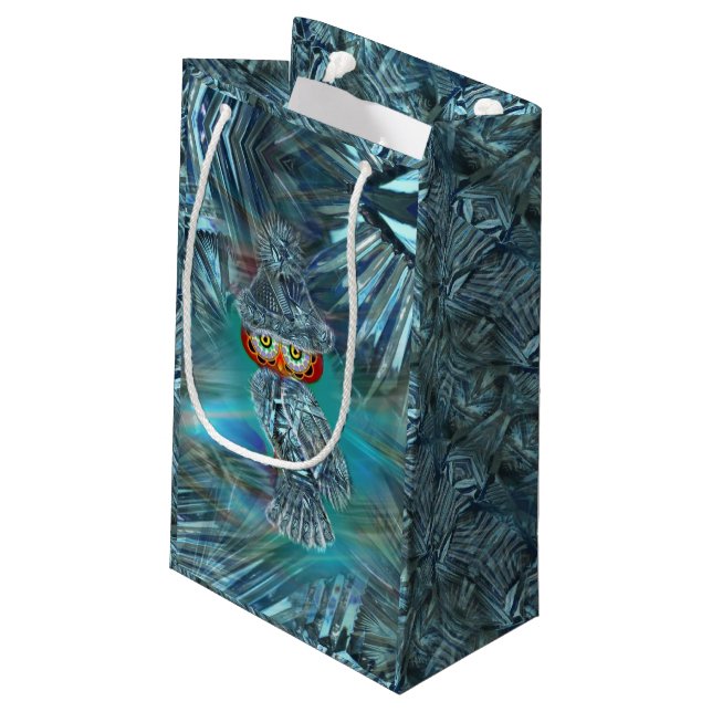 Kristallisierte Winter-Mode-Eulen-Geschenk-Tasche Kleine Geschenktüte (Rückseite Schrägansicht)