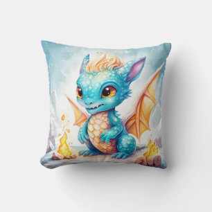 Kristallisierter süßer Babyblauer Drache-68799 Kissen