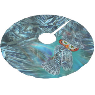 Kristallisierter Winter-Mode-Eulen-Baum-Rock Polyester Weihnachtsbaumdecke