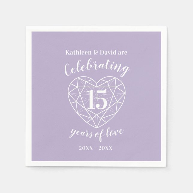 Kristalljubiläum 15 Jahre Liebe Servietten (Vorderseite)