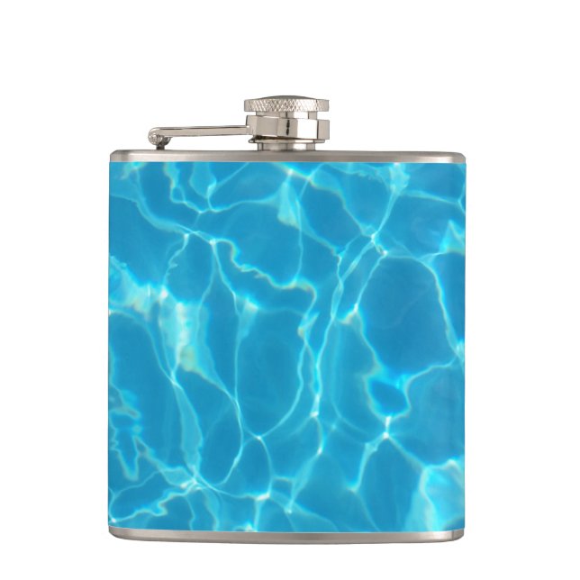 Kristallklarer Himmelblauer Pool Wasser Flachmann (Vorderseite)