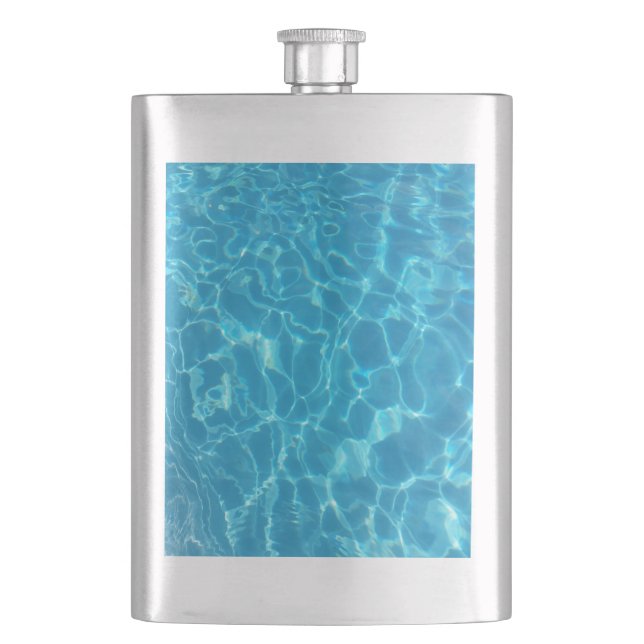 Kristallklarer Himmelblauer Poolwasser Flachmann (Vorderseite)