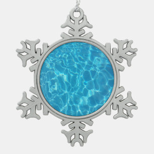 Kristallklares Himmelblau Poolwasser Schneeflocken Zinn-Ornament