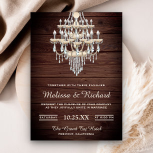Kristallkronleuchter Rustikale Holz Hochzeitseinla Einladung