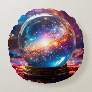Kristallkugel - Ich sehe ein kosmisches Ereignis i Rundes Kissen