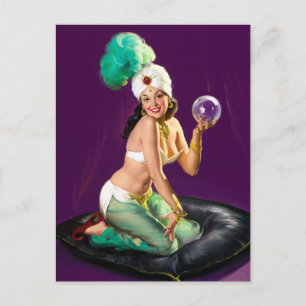 Kristallkugel Pin Up Postkarte