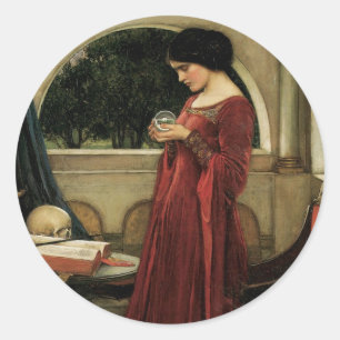 Kristallkugel von John William Waterhouse Runder Aufkleber