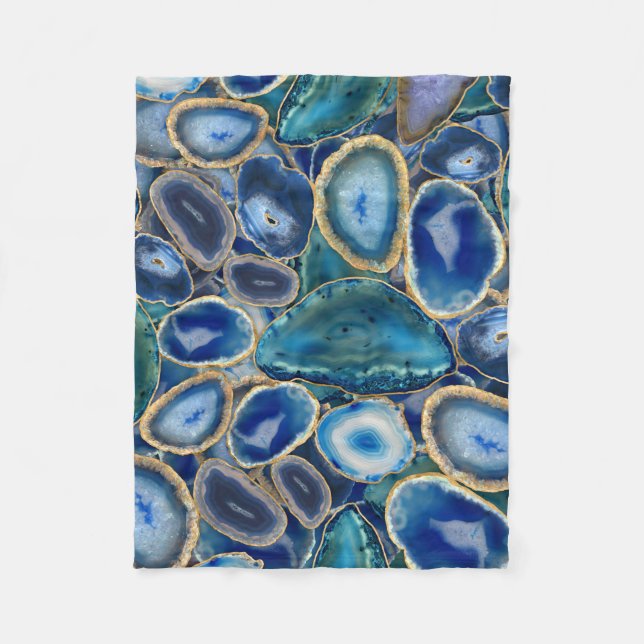 Kristallmuster von Blue Geodes Fleecedecke (Vorderseite)
