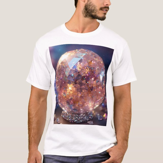 Kristallquartiere Planet Glitzer silberglänzend T-Shirt (Vorderseite)
