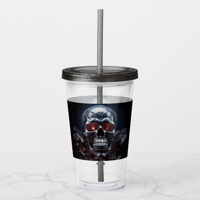 Kristallschädel mit Ruby Red Eyes Acrylic Tumbler Acryltrinkbecher (Vorderseite)