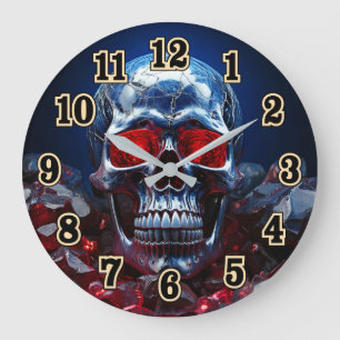 Kristallschädel mit Ruby Red EyesClock Große Wanduhr