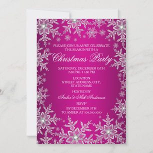 Kristallschneeflocke Hot Pink Weihnachtsfeier-Einl Einladung